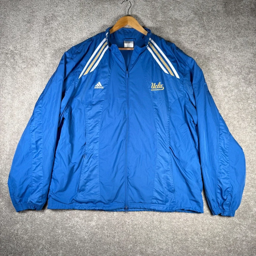 Adidas UCLA Bruins Men's XXL Blue Full Zip Track Windbreaker Jacket READ